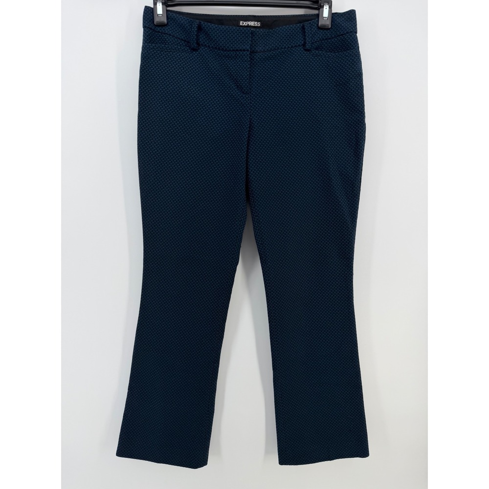 Express Columnist Women's 8 Short Dress Pants Blue Black Textured Career Stretch